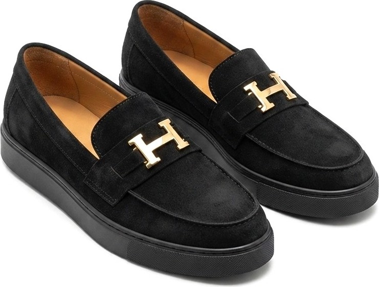 Zerenyus ZRK-X027 Premium Siyah Süet H Tokalı Bağcıksız Erkek Loafer