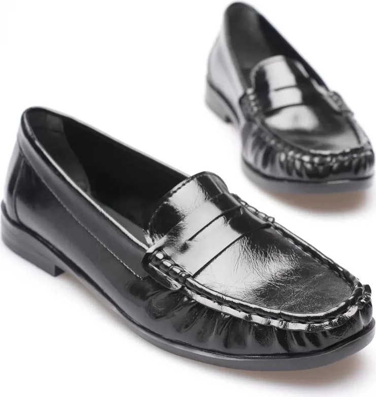 Fantastik Store Siyah Parlak Deri Görünümlü Penny Loafer TR88MS02A görsel 2