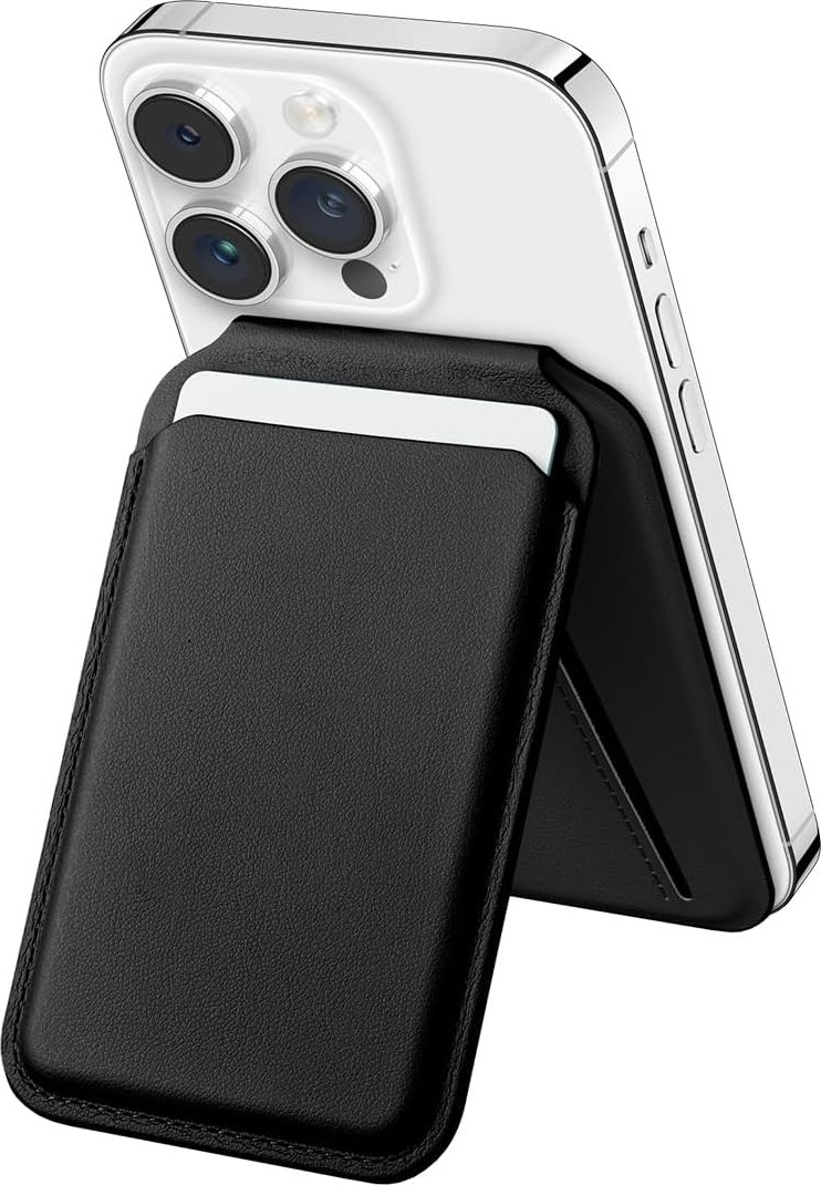 Happy Trend Mag-Safe Standlı Manyetik Cüzdan iPhone 17/16/15/14/13/12 Serileri ile Uyumlu, Güçlü Mıknatıslı Kartlık, Rfıd Korumalı, Premium Deri, 3 Kart Kapasiteli, Ince ve Hafif Tasarım, Siyah görsel 2