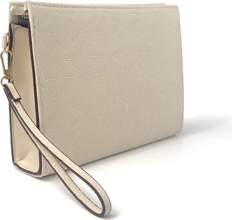 Glondy Sasha Suni Deri Yıldız Desenli Clutch Kadın Portföy El Çantası - Silver görsel 7