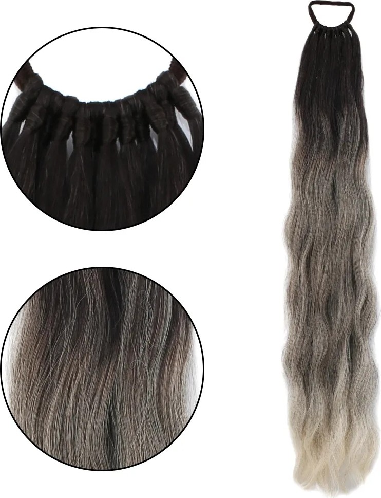 Uravas Store Lastik Tokalı At Kuyruğu Su Daalı / Kumral / Beyaz Platin Ombre görsel 2