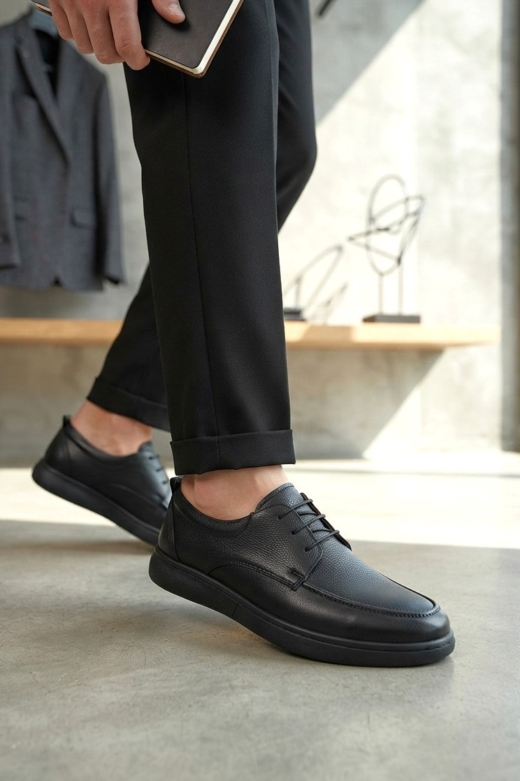 Zerenyus ZRJ0510 Business Casual Bağcıklı Erkek Klasik Ayakkabı - Siyah