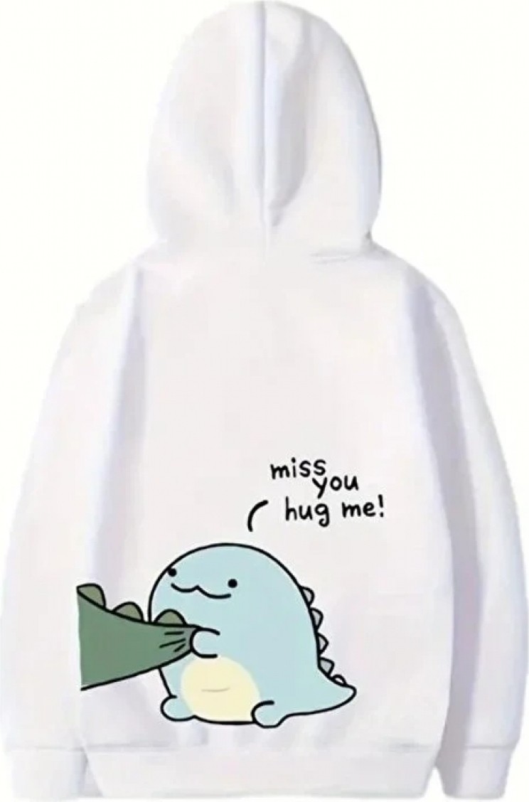 Hace Bazaar Sevgililer Günü Baskılı Oversize Kapüşonlu Sweatshirt Hoodie - Beyaz