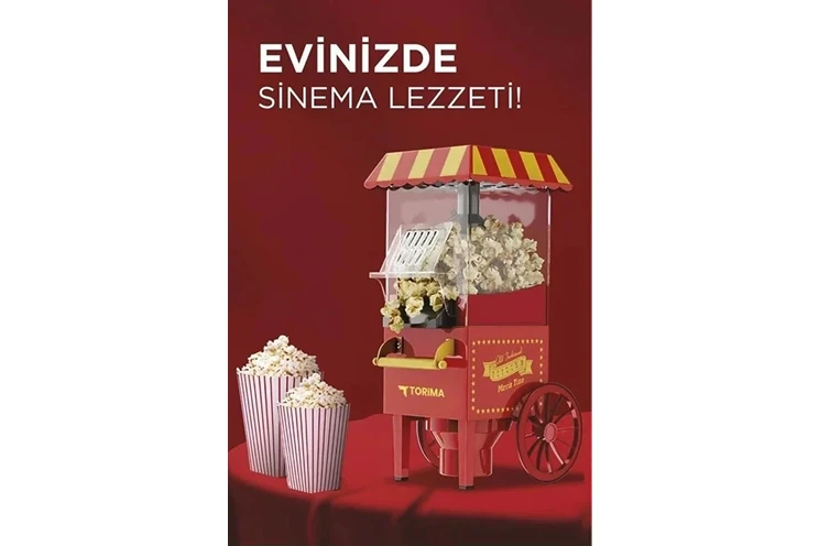 Resim Fırsatkolik Yağsız Mısır Patlatma Popcorn Makinesi Kırmızı 