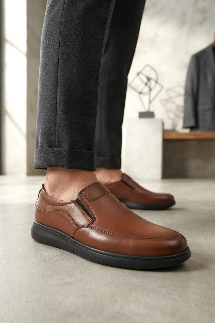 Zerenyus ZRJ0410 Business Casual Bağcıksız Erkek Comfort Klasik Ayakkabı - Siyah