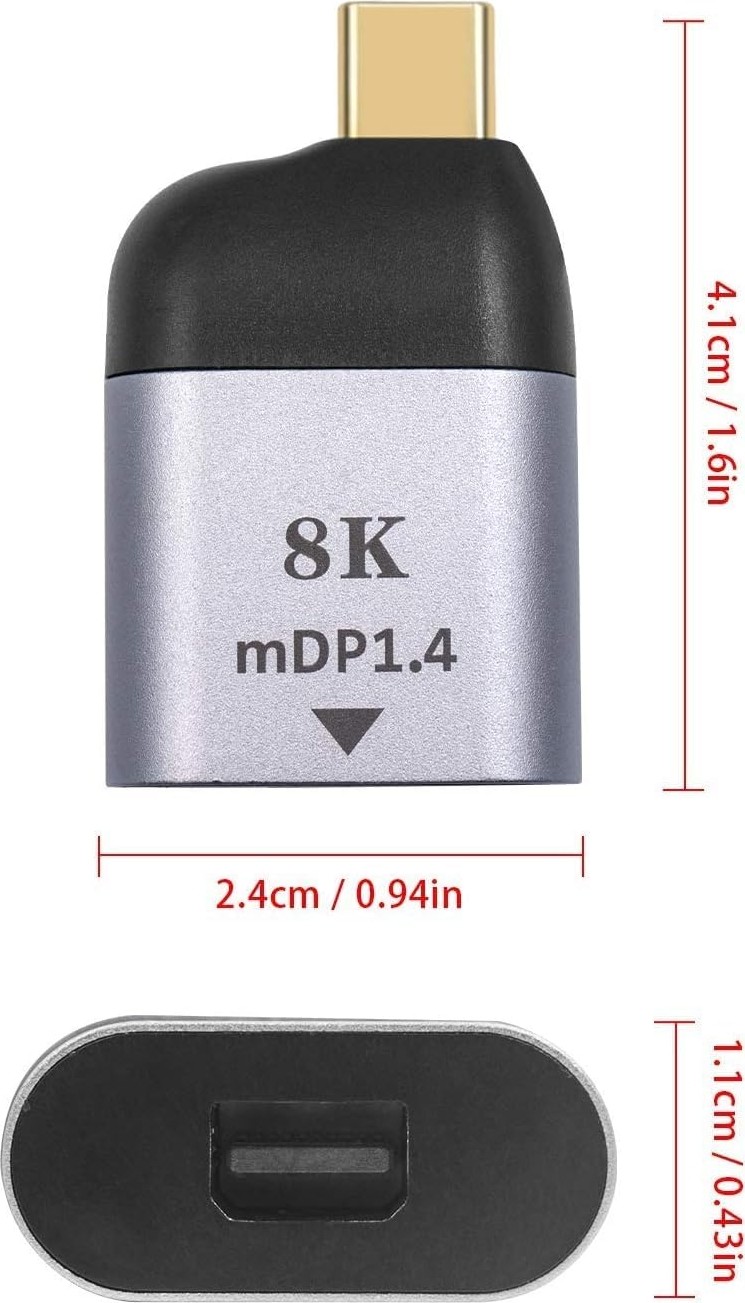 Aesco Coverzone USB C-Mini Displayport Adaptör 4K@60Hz, Usbc Erkekten Mini Displayport Dişi Adaptör MacBook ile Uyumlu Pro 2019 2018/IPAD Pro/dell Xps ile Uyumlu | S1720 görsel 3