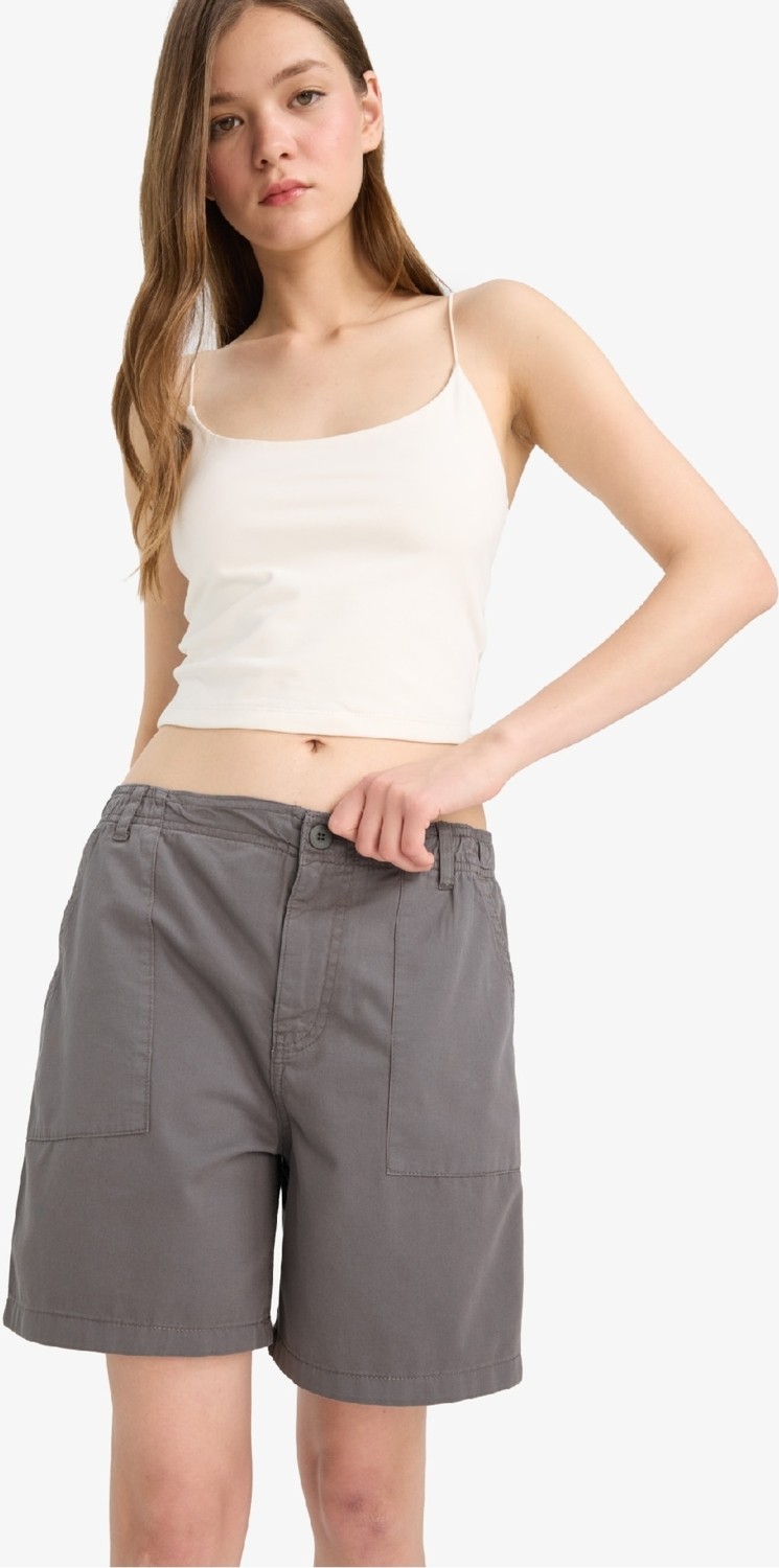 DeFacto %100 Pamuk Normal Bel Gabardin Şort F3318AX25SM görsel 5