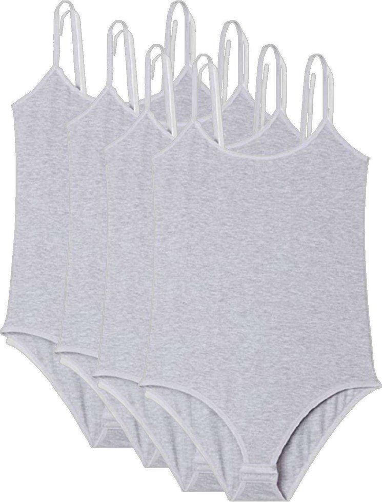 Kuzgun Ticaret 4 Adet Ip Askılı Kadın Çıtçıtlı Body Gri