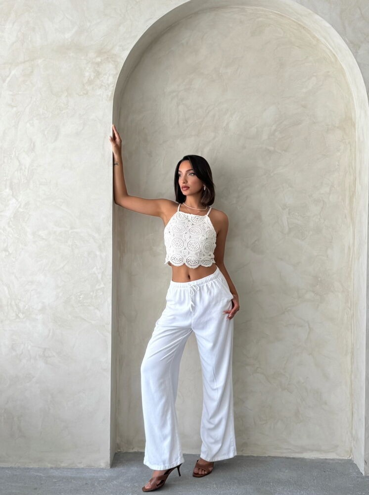 Sun Style Astarlı Crop Güpür Askılı Örgü Büstiyer - Ham görsel 2