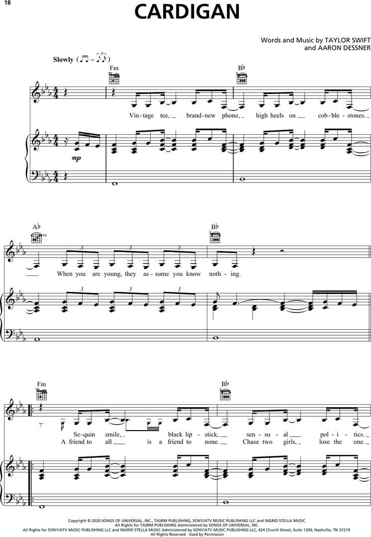 Brf Store Megsan Taylor Swift - Folklore: Piano/vocal/guitar Songbook görsel 6