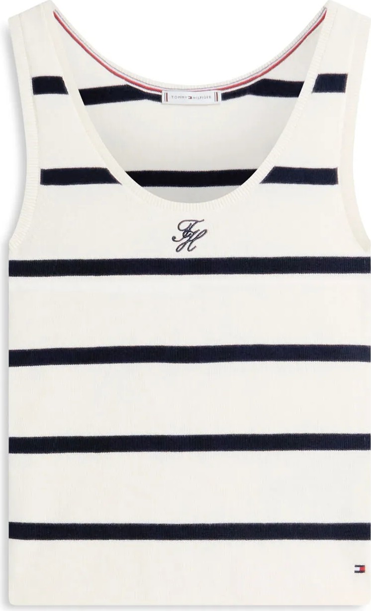 Tommy Hilfiger Bej - Lacivert Kadın Süveter Co Full Needle Tank görsel 5