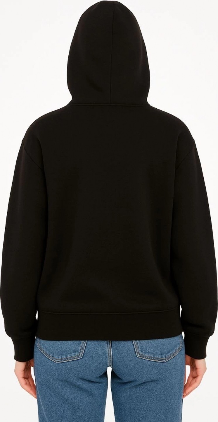 Pileli Store Oversize Kapüşonlu Sweatshirt Hoodie 3 Iplik Şardonlu Pamuklu Kumaş, Önü Baskılı, Fermuarlı Rahat Kalıp, Kışlık ve Sokak Stili Sweat - Siyah görsel 3