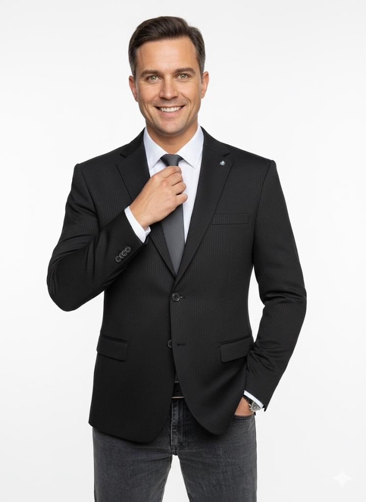 Plus Scorpion Erkek Bej Slim Fit Blazer Ceket, Çizgili Dokulu Kumaş, Çift Düğmeli görsel 4