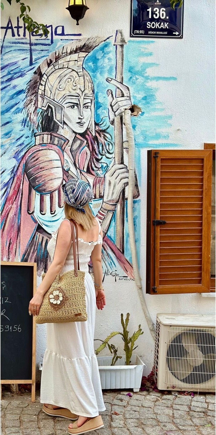 Zuviel Deco Hasır Örgü Çiçek Detaylı Çanta, Plaj Çantası, Günlük Çanta Bej / 35 / Tek Ebat
