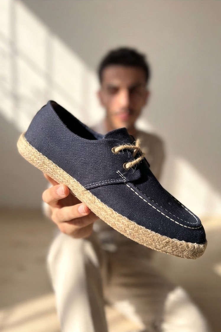 Zerenyus ZRK-T36 Premium Üst Kalite Lacivert Klasik Erkek Espadril görsel 4