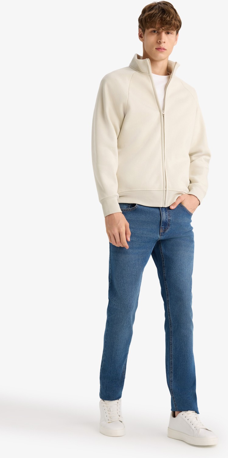 DeFacto Boxy Fit Dik Yaka Baskılı İçi Yumuşak Tüylü Cepli Fermuarlı Sweatshirt E1367AX25AU görsel 2