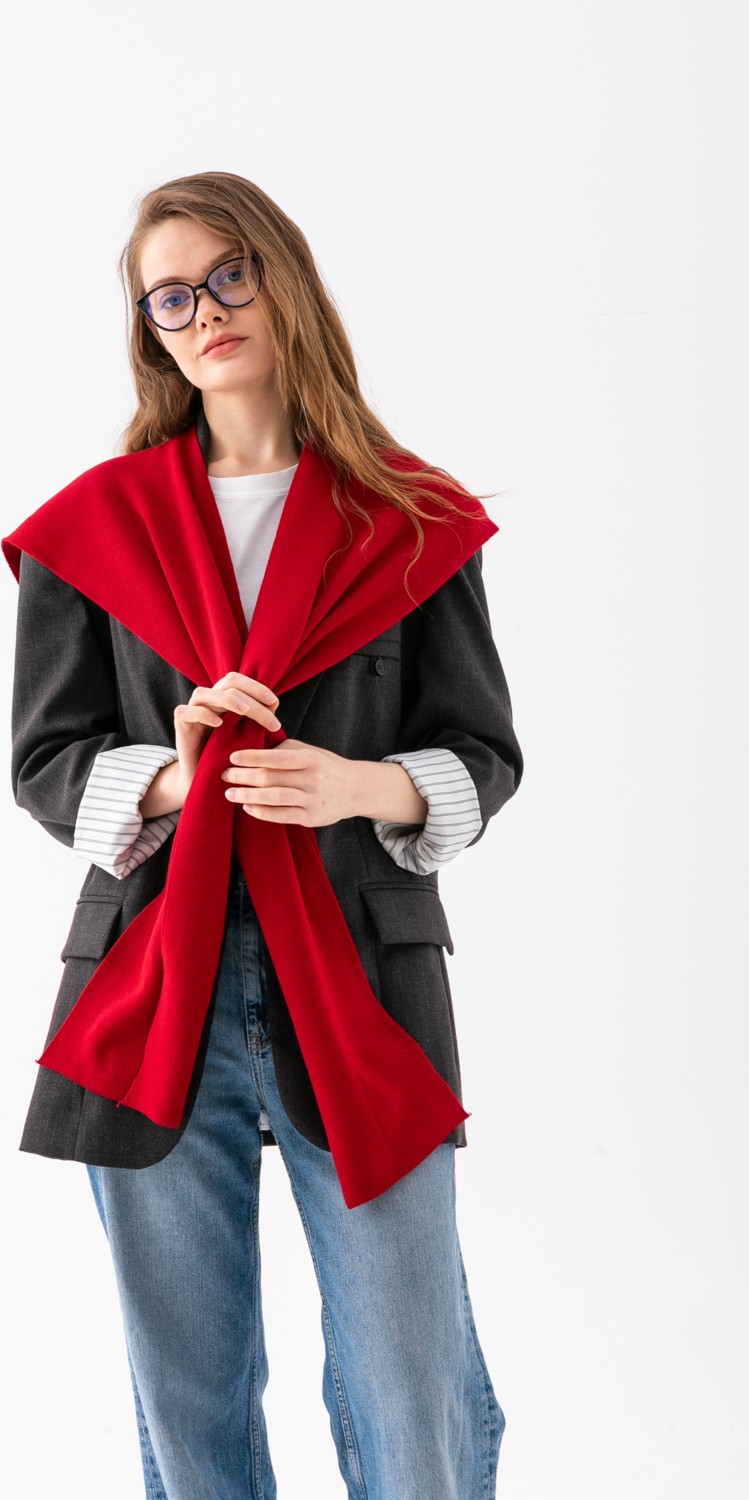 Wega Moda Kare Parçalı Patchwork Atkı - Spor Triko Örme Omuz Atkısı | Unisex Boho Şal - Atkı görsel 5