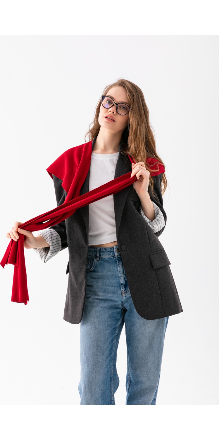 Wega Moda Kare Parçalı Patchwork Atkı - Spor Triko Örme Omuz Atkısı | Unisex Boho Şal - Atkı görsel 6