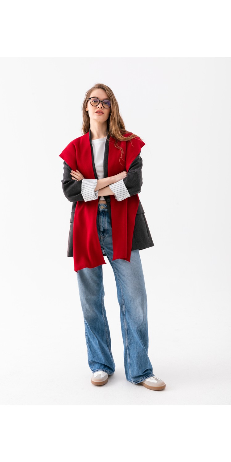 Wega Moda Kare Parçalı Patchwork Atkı - Spor Triko Örme Omuz Atkısı | Unisex Boho Şal - Atkı görsel 8