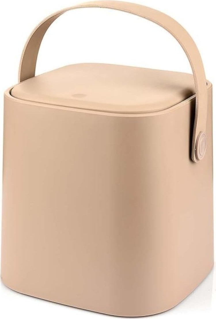 OEM Tutma Saplı Iç Kovalı Tezgah Üstü Mutfak Çöp Kovası, 4 Litre, Kilitli Kapak, Click Kapak, 20X20X22 cm (Gri, 4 Litre) görsel 5