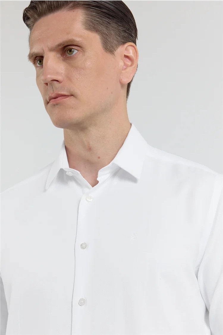 İmza Mavi Sert Yaka Uzun Kol Cepsiz Slim Fit Pamuklu Gömlek 1004255284 görsel 4