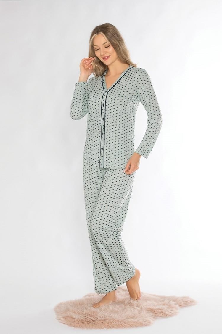 Alperi Boydan Düğmeli Mevsimlik Uzun Kol Pijama Takımı Alperi 790-70 görsel 4