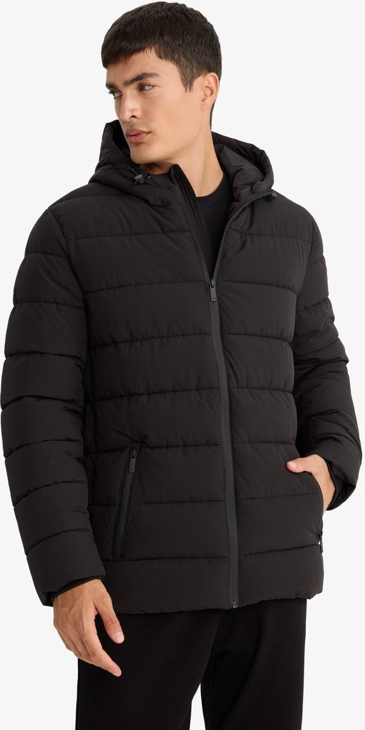 DeFacto Sıcak Tutan Su İtici Slim Fit Dar Kesim Astarlı Kapüşonlu Fermuarlı Cepli Dolgulu Mont R0216AZ25AU görsel 3