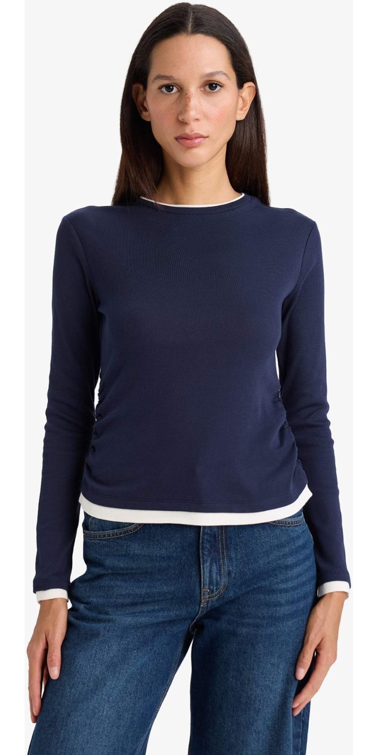 DeFacto %100 Pamuk Slim Fit Ribana Tişört E6548AX26SP görsel 8