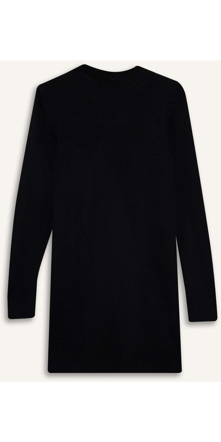 DeFacto Regular Fit Bisiklet Yaka Yırtmaçlı Basic Düz Triko Kazak Tunik H3431AZ25WN görsel 8