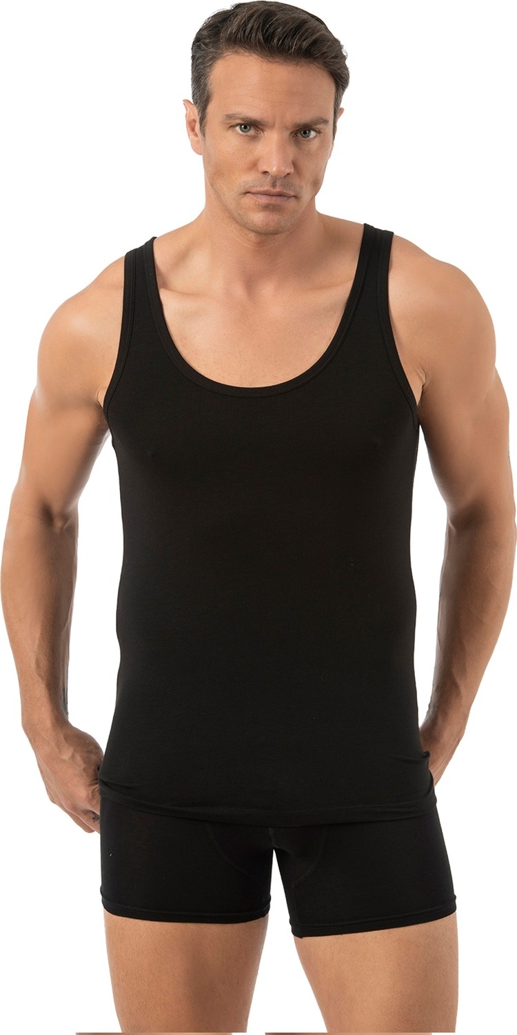 Özkan Underwear Özkan 12403 Erkek Likrasız Premium Kumaş Pamuklu Modal Esnek Rahat Kalın Askılı Atlet görsel 3