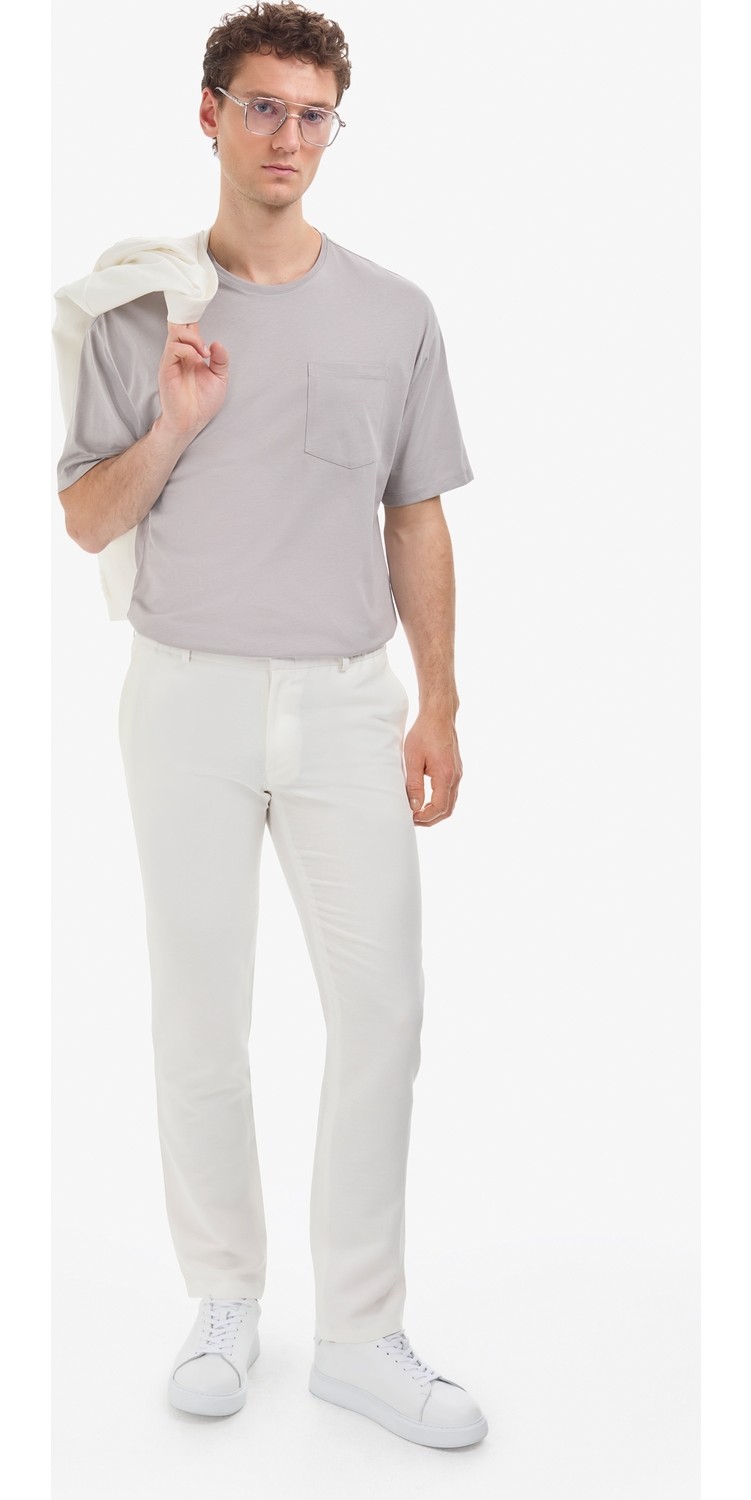 Pierre Cardin Erkek Lacivert Comfort Fit %100 Pamuk Bisiklet Yaka Basic Tişört 50325300-VR033 görsel 4
