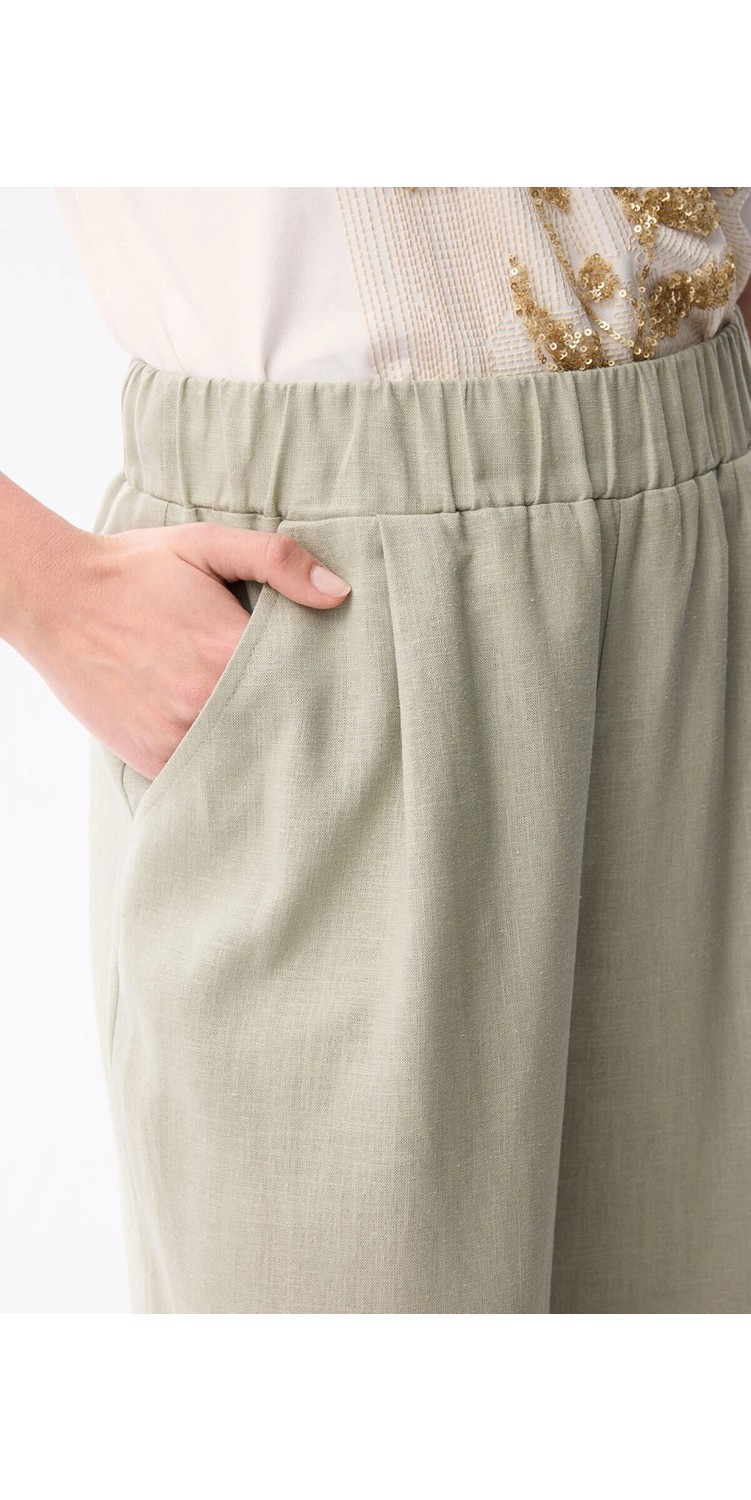 Love My Body Keten Beli Lastikli Bol Pantolon Siyah 153L7417011 görsel 4