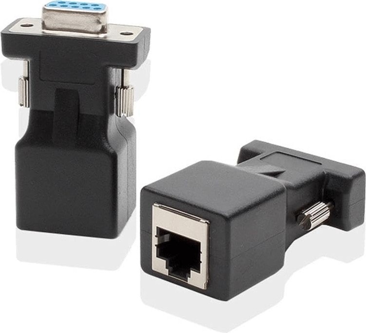 Aesco Lunatic 4943 RS232 To RJ45 9 Pin Ethernet Adaptör Ekleme Ek Uzatıcı Extender Çevirici Dönüştürücü 30 Metreye Kadar Sinyalleri Iletir. RS232 Portu Cat5 CAT5E Cat6 Cat7 Ağ Kabloları Üzerinden Iletin. görsel 2
