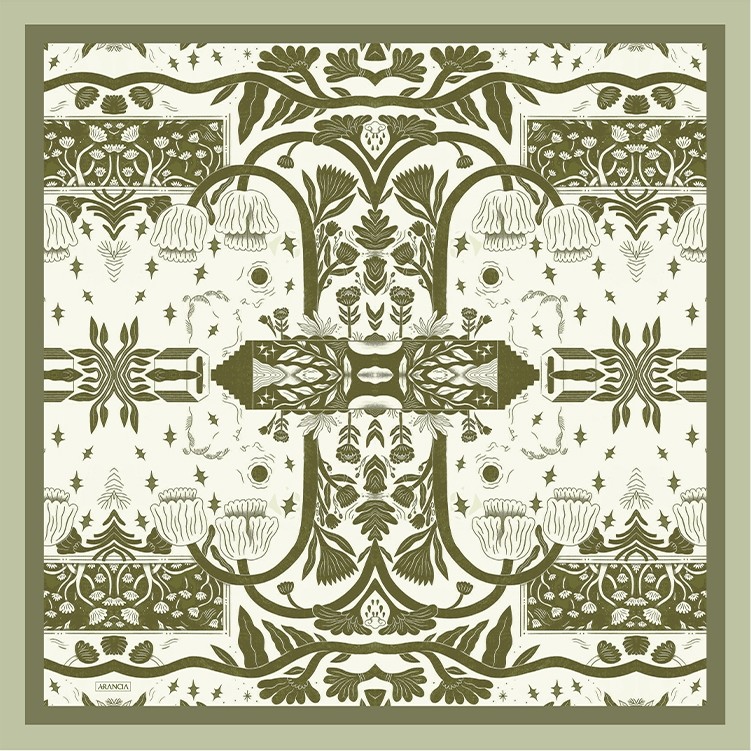 Arancia Yeşil 90X90 Ipek Twill Eşarp
