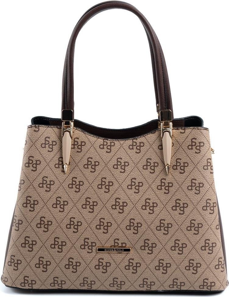 Silver & Polo Silver Polo Koyubej - Kahve Monogram Kadın El Çantası SP1205