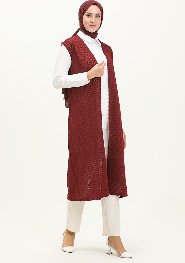 Sefa Merve Basic Yelek 1639-03 Bordo görsel 2