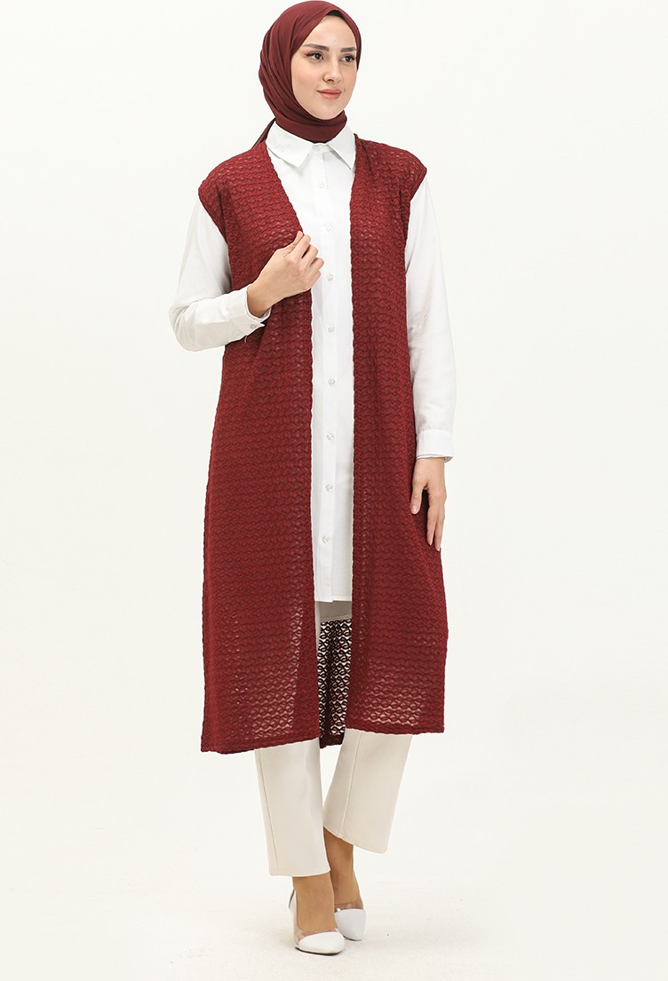 Sefa Merve Basic Yelek 1639-03 Bordo
