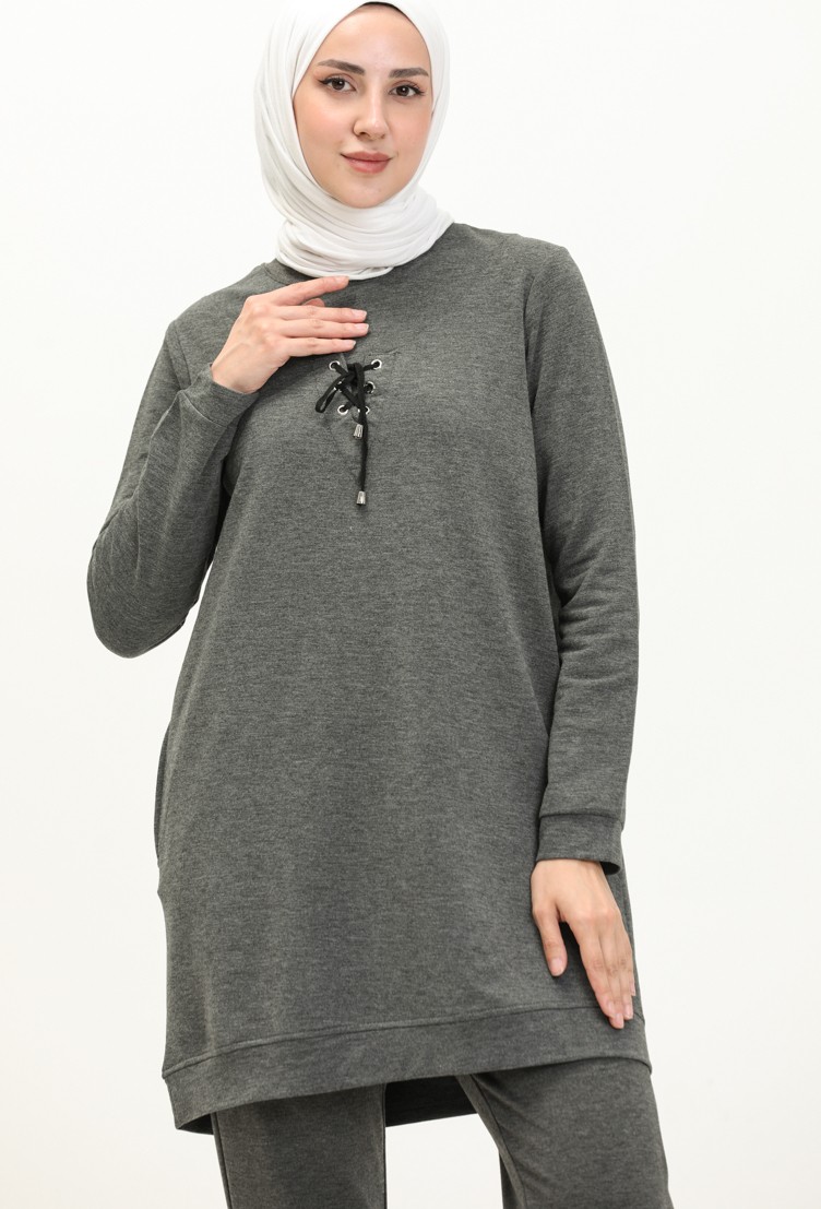 Sefa Merve Bağcıklı Eşofman Takım 9316-01 Antrasit görsel 3