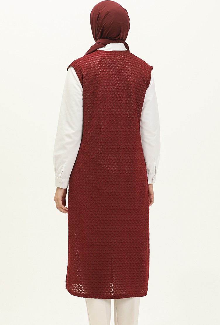 Sefa Merve Basic Yelek 1639-03 Bordo görsel 5