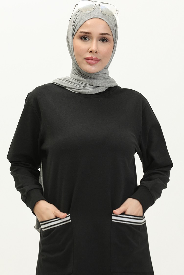Sefa Merve Ikili Eşofman Takım 23013-01 Siyah görsel 3