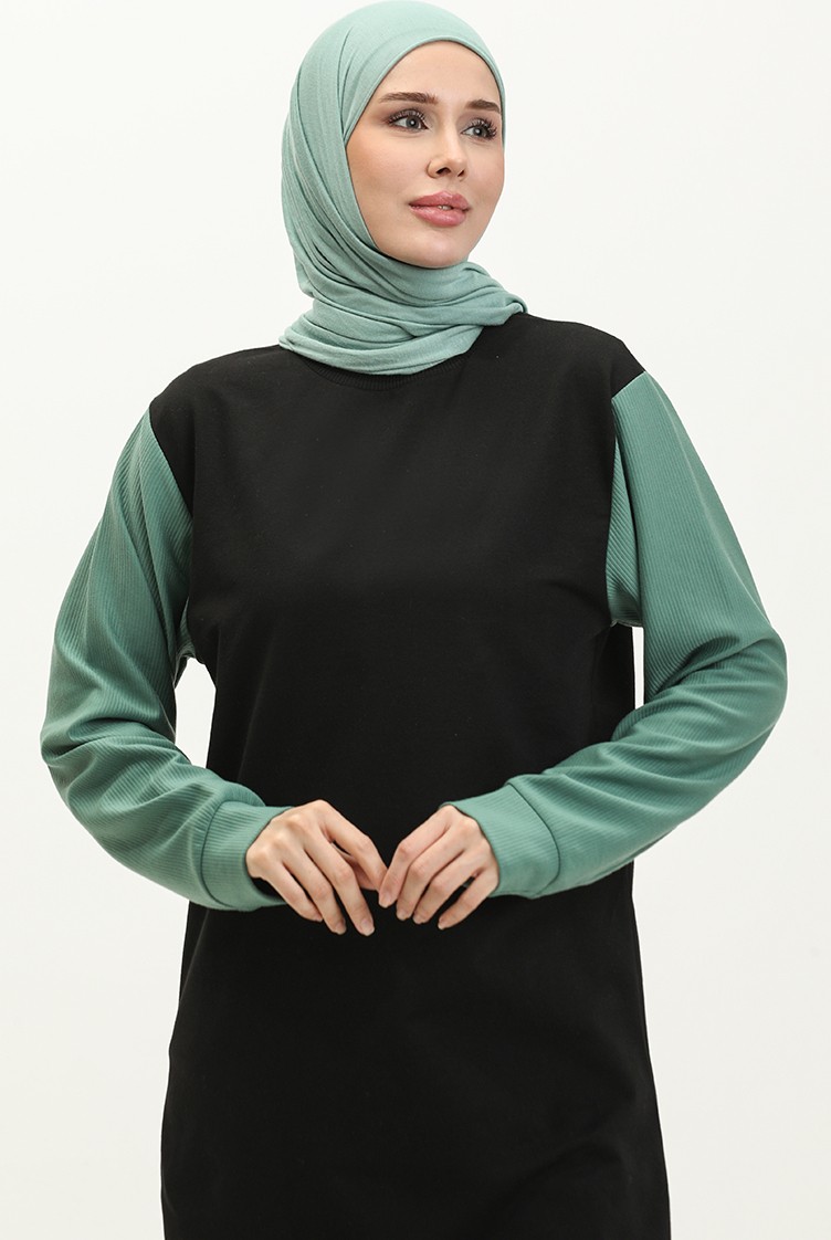 Sefa Merve Ikili Eşofman Takım 23018-02 Siyah Yeşil görsel 3