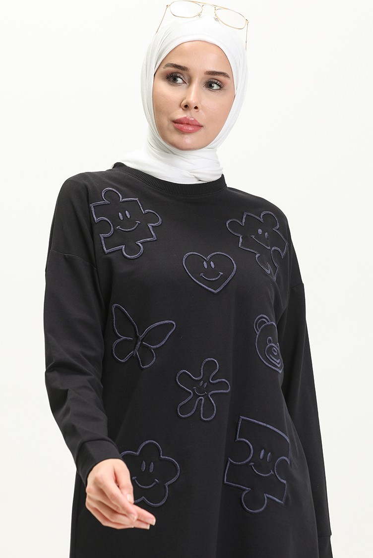Sefa Merve Desenli Eşofman Takım 70098-01 Lacivert görsel 3
