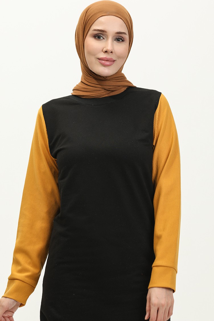 Sefa Merve Ikili Eşofman Takım 23018-01 Siyah Hardal görsel 3