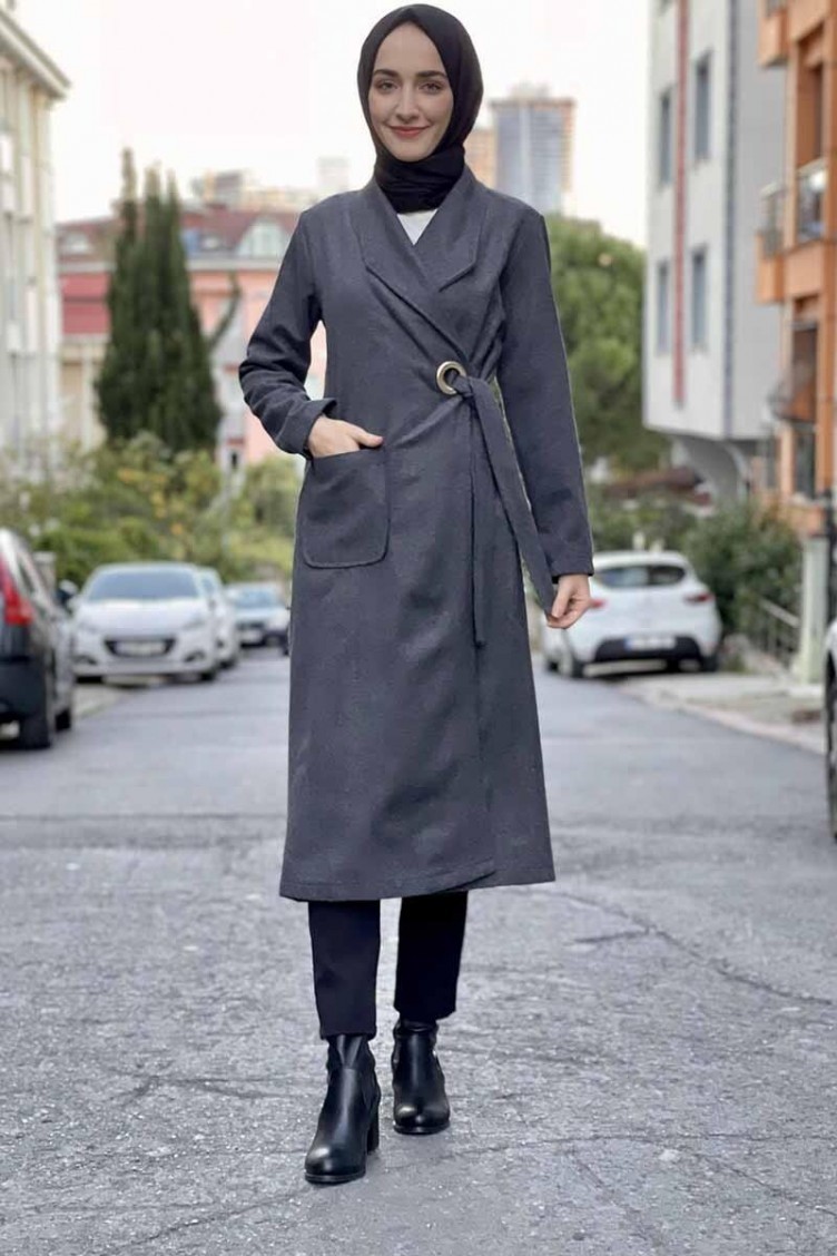 Sefa Merve Kaşe Kaban 5172-01 Gri görsel 2