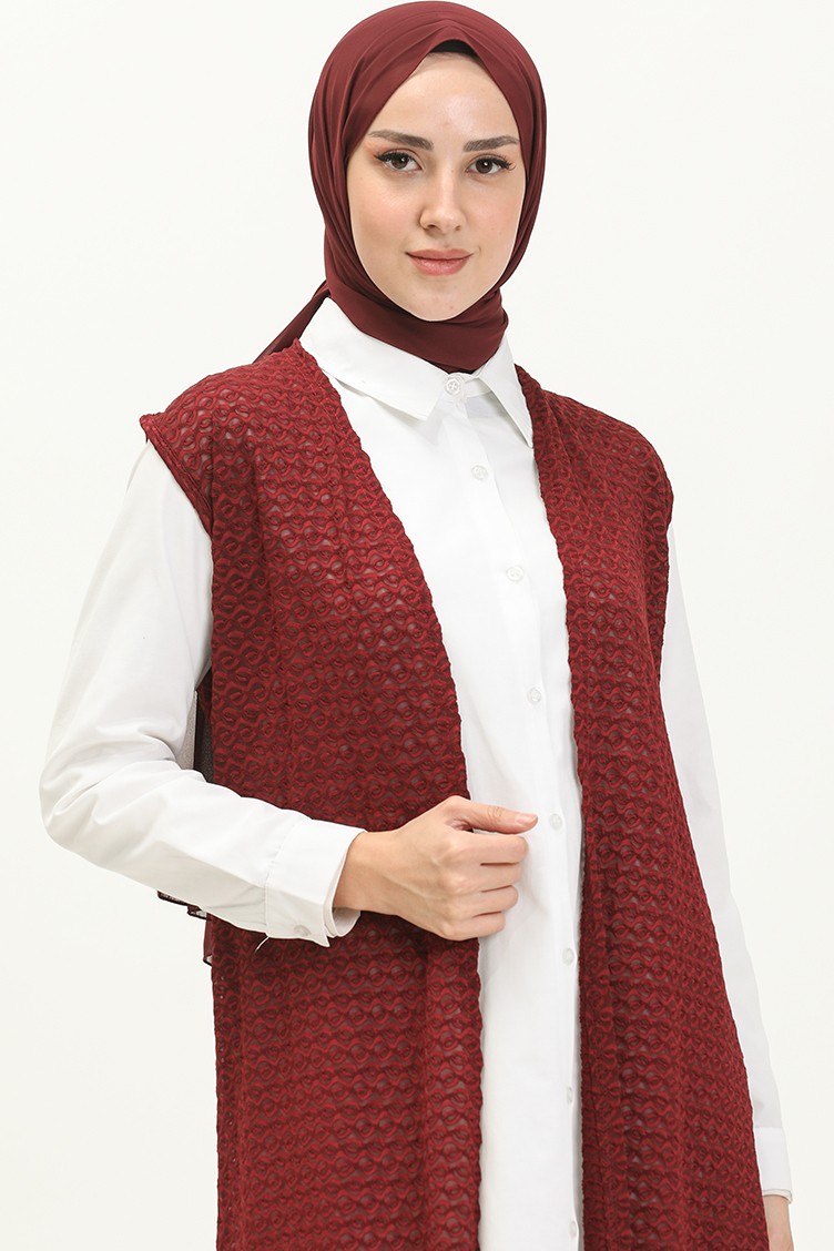 Sefa Merve Basic Yelek 1639-03 Bordo görsel 3