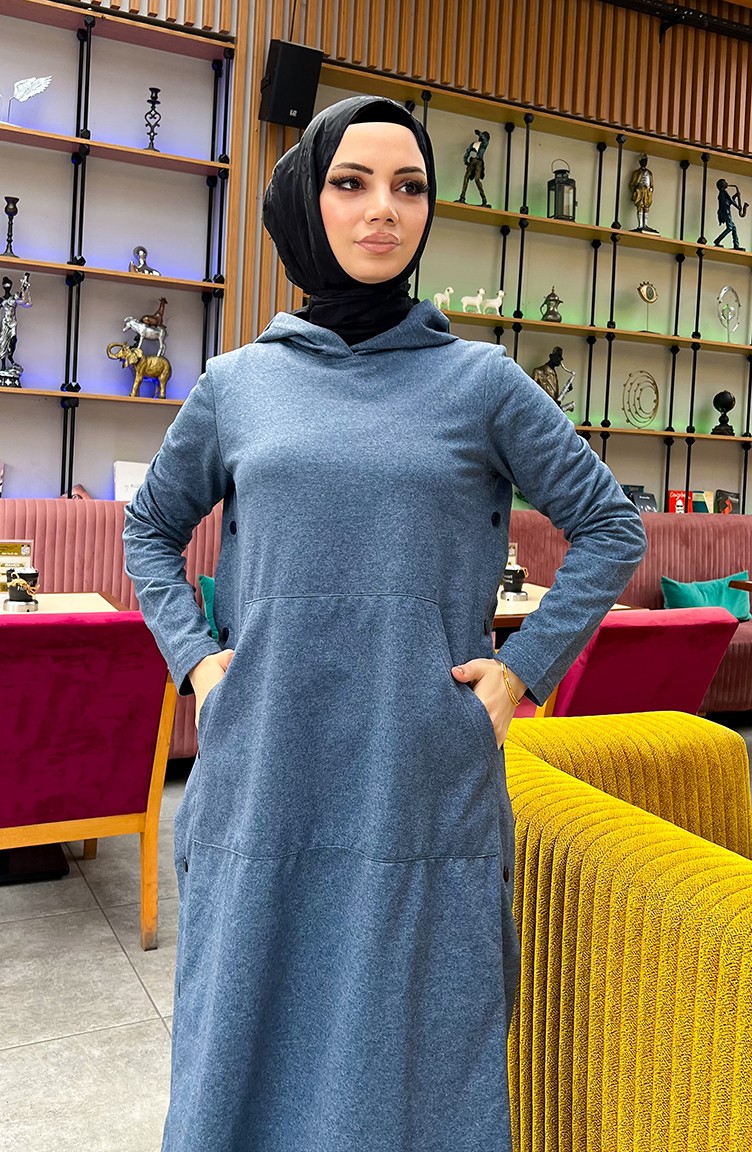 Sefa Merve Çıtçıt Detaylı Iki Iplik Eşofman Takım 3071-07 Indigo görsel 4