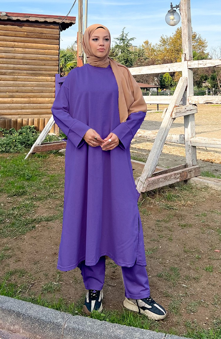 Sefa Merve Iki Iplik Eşofman Takım 3040-14 Koyu Lila