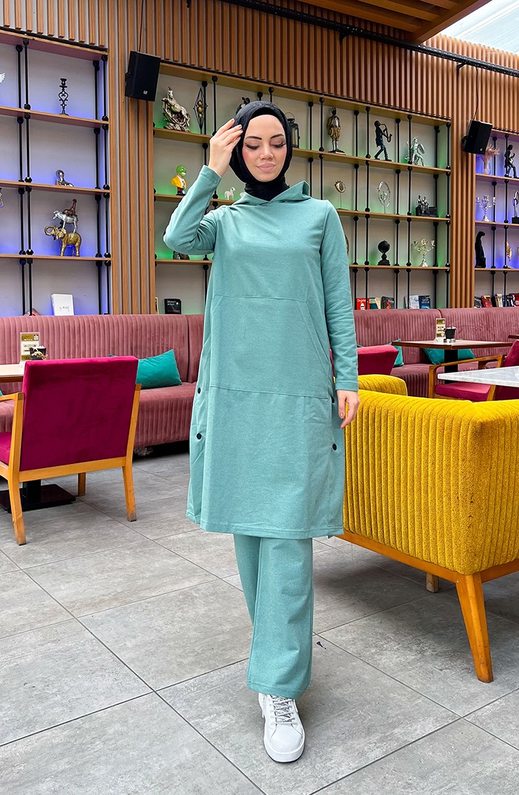 Sefa Merve Çıtçıt Detaylı Iki Iplik Eşofman Takım 3071-10 Çağla Yeşili