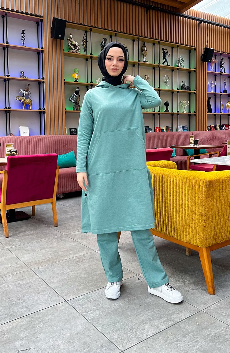 Sefa Merve Çıtçıt Detaylı Iki Iplik Eşofman Takım 3071-10 Çağla Yeşili görsel 2