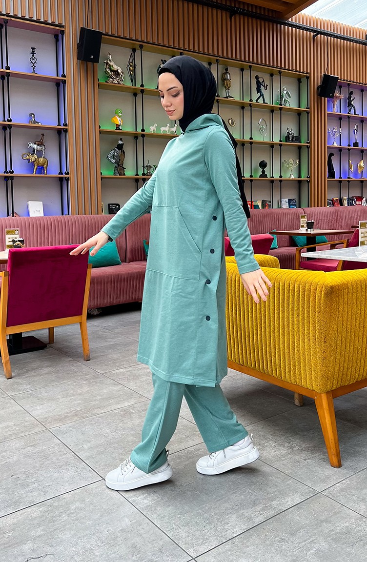Sefa Merve Çıtçıt Detaylı Iki Iplik Eşofman Takım 3071-10 Çağla Yeşili görsel 3